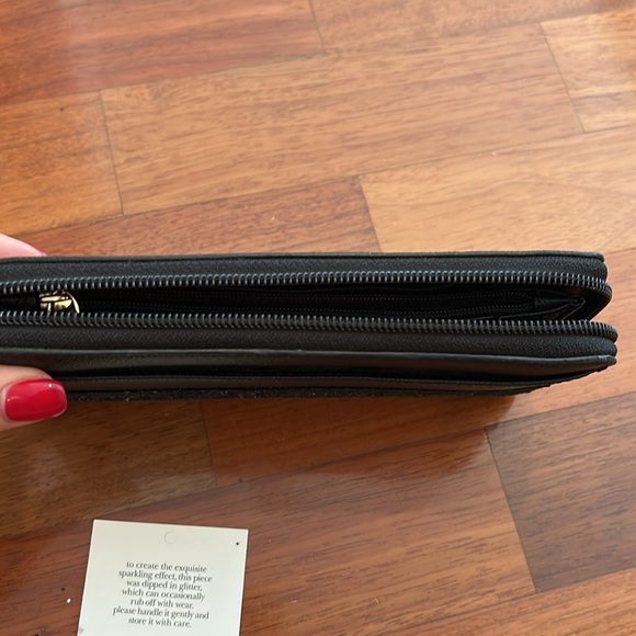Kate Spade Wallet Greta Court NEDA black Glitter Wallet NWOT - Picture 8 of 9